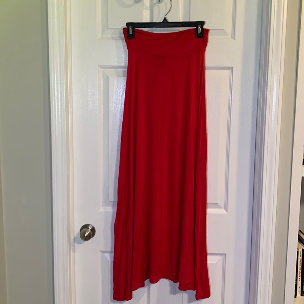 Red maxi skirt
